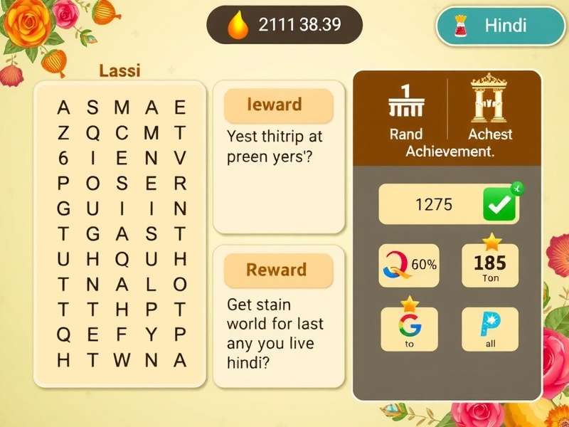 Lassi Word Search reward system and achievement interface